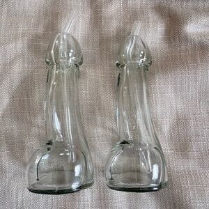 Glass Penis Shaped Bottles with Glass Straw